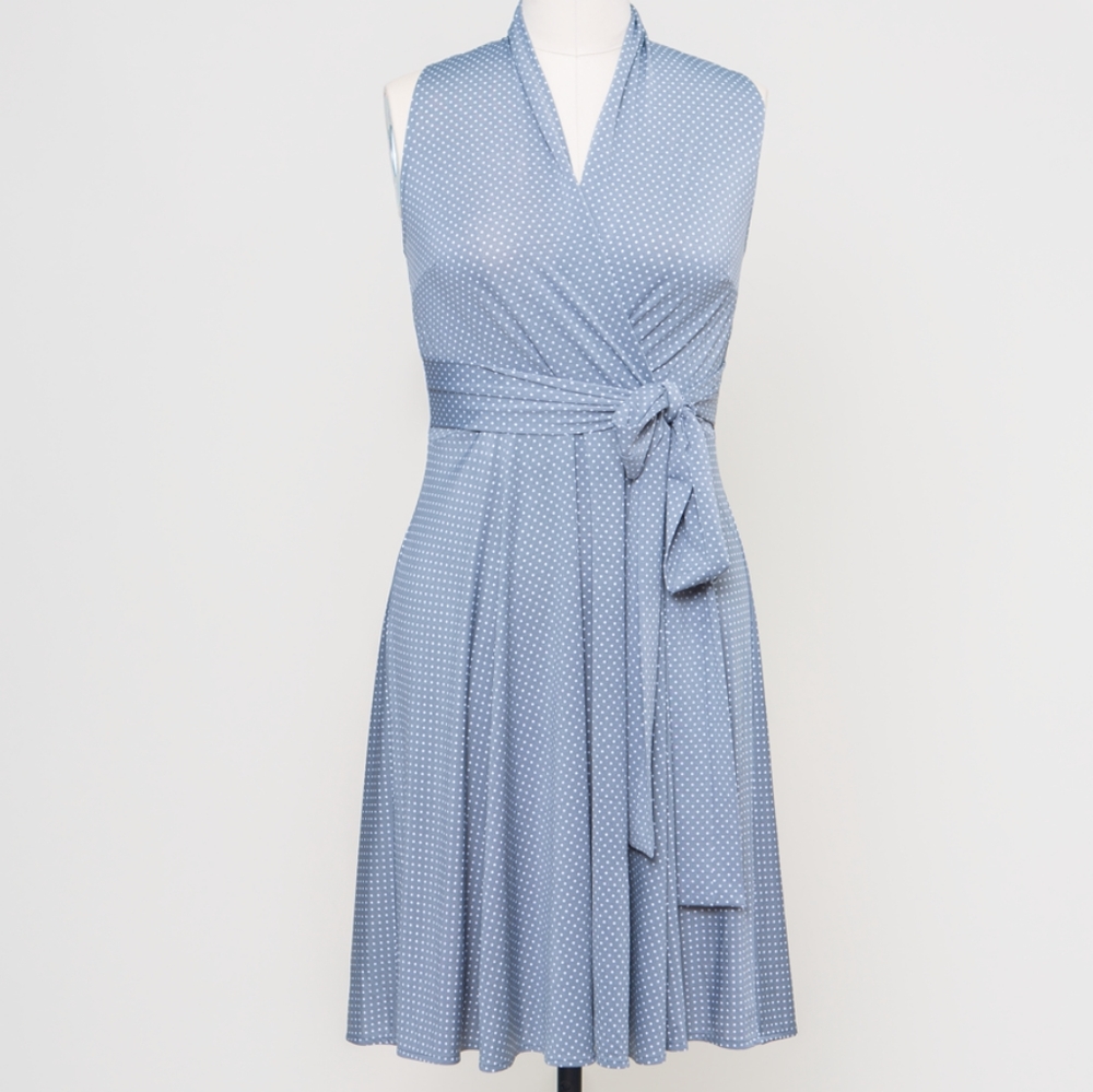 Grey polka dot Karina midi dress